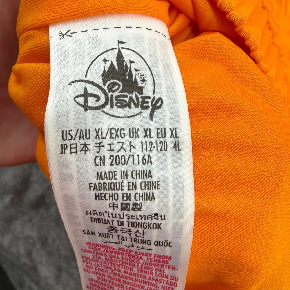 Disney Windbreaker Jacket Unisex XL Orange Mickey & Friends Embroidered Zip Up - Picture 16 of 16